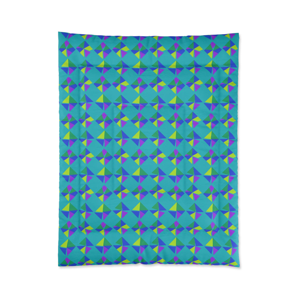 Stacked Cubist Prisms Comforter – Peacock Jewel
