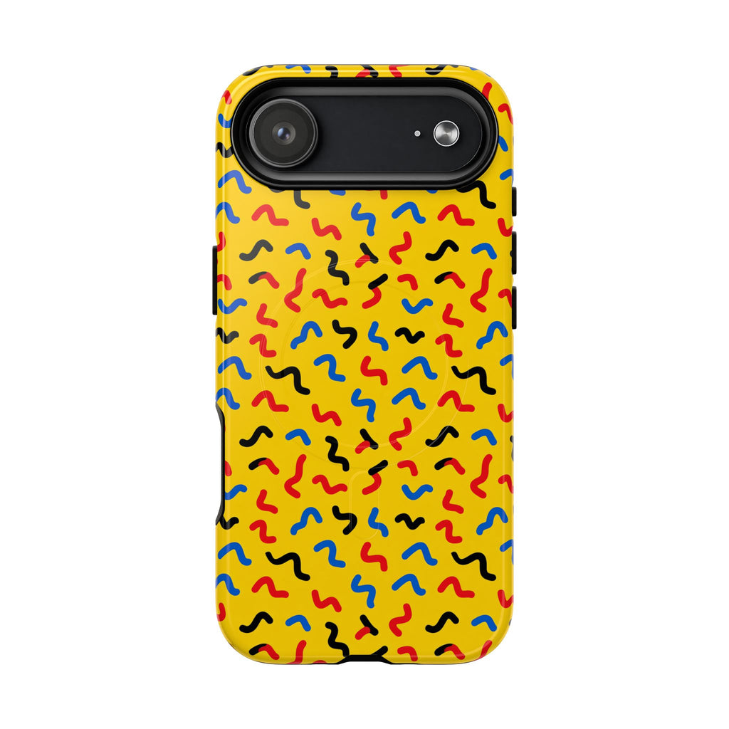 Squiggle Strokes Yellow Magnetic Tough iPhone Case – Bold Primary Abstract Pattern