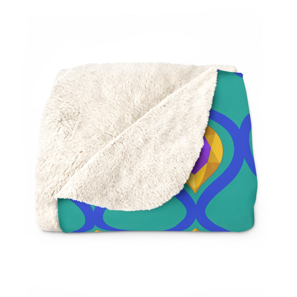 Grand Gold Ogee Lattice II Sherpa Fleece Blanket – Peacock Jewel