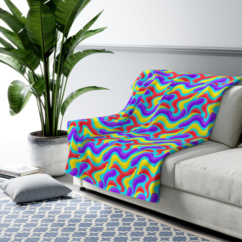 Liquid Band Ripple Sherpa Fleece Blanket – Op-Art Fluid Bands Pattern