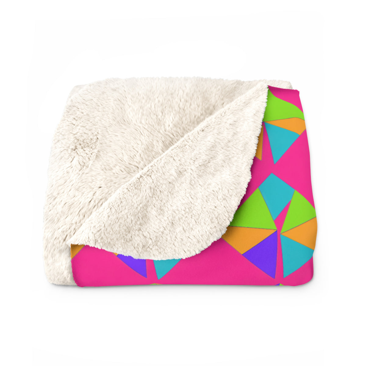 Stacked Cubist Prisms Sherpa Fleece Blanket – Tropical Punch