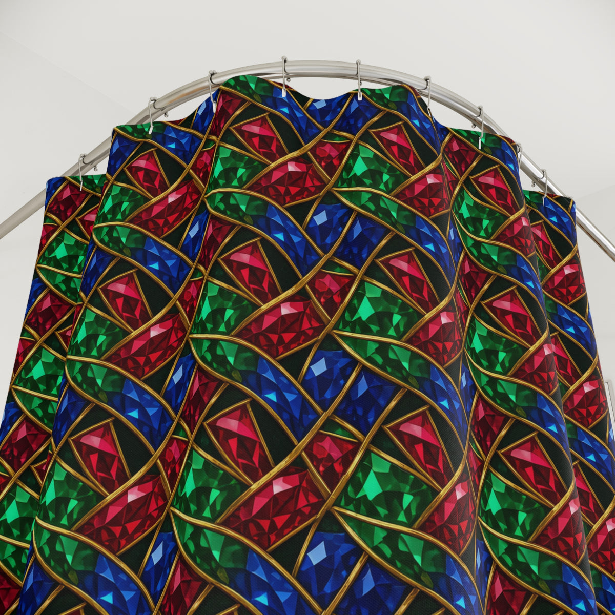 Jewel Prism Weave Shower Curtain – Kaleidoscopic Pattern