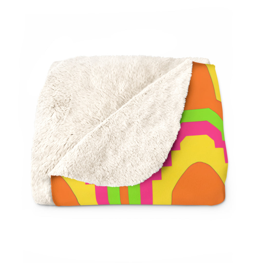 Grand Stepped Arches Sherpa Fleece Blanket – Hot Citrus Festive