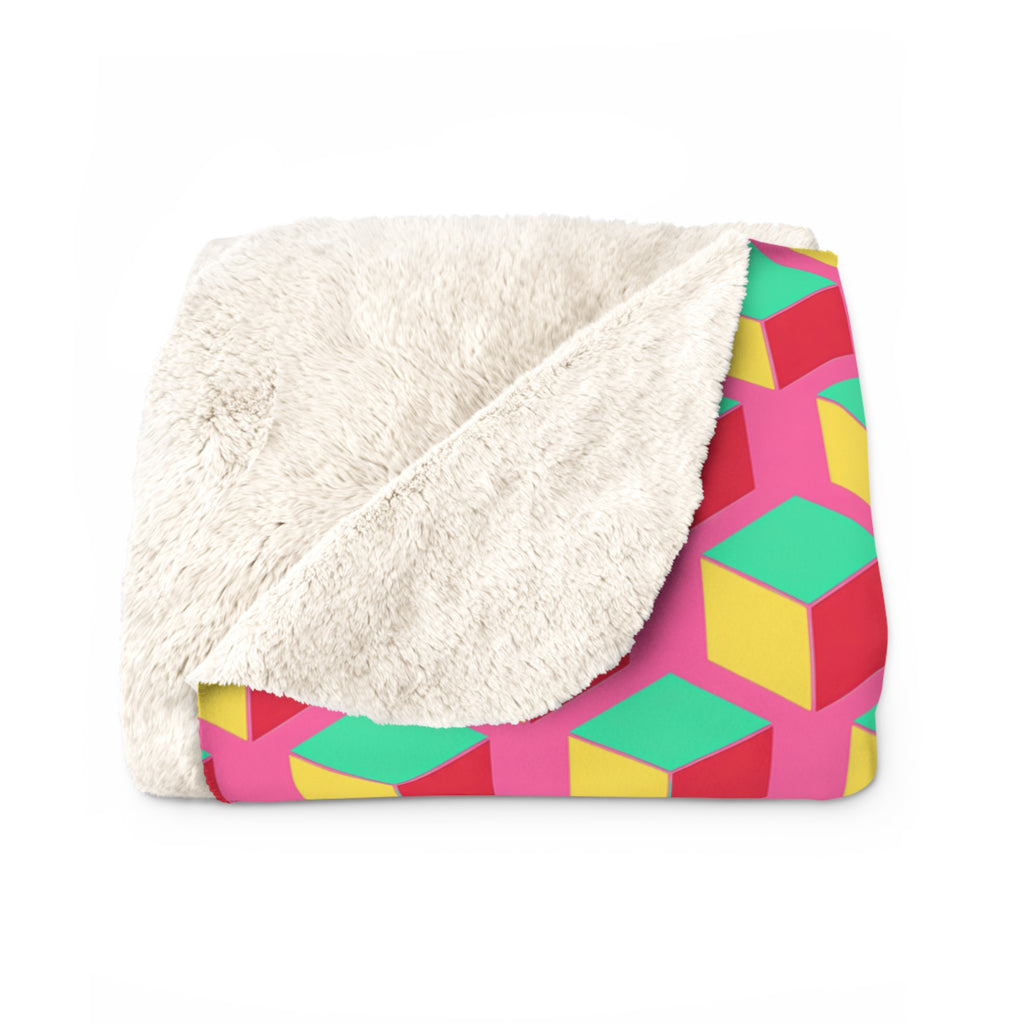 Giant Faceted Cubes II Sherpa Fleece Blanket – Candy Christmas