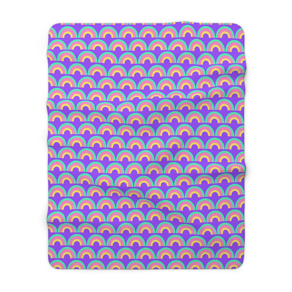 Chromatic Scallop Ripple Sherpa Fleece Blanket – Candy Pastel on Grape