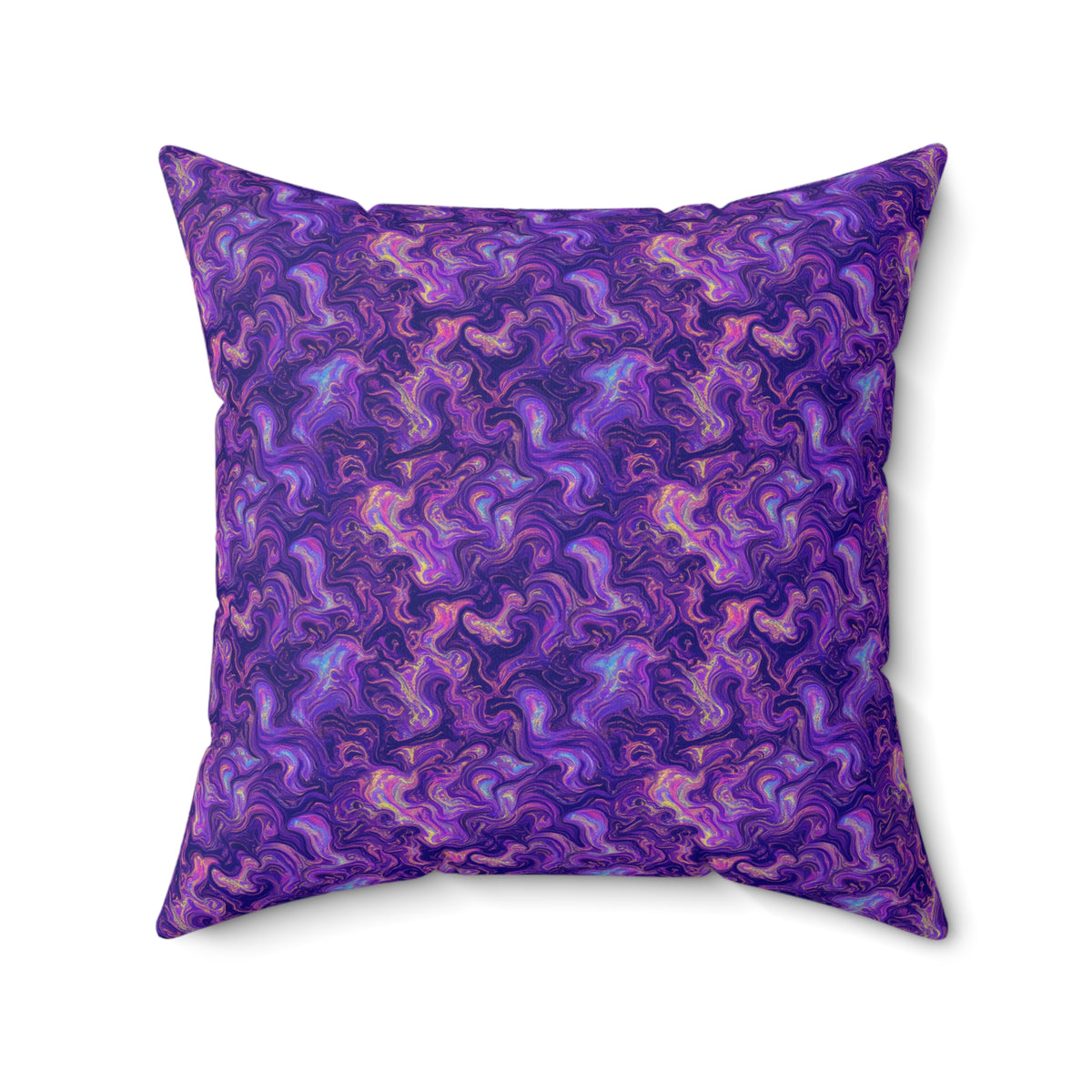 Ultraviolet Marble Swirl Faux Suede Cushion – Psychedelic Marbling Pattern