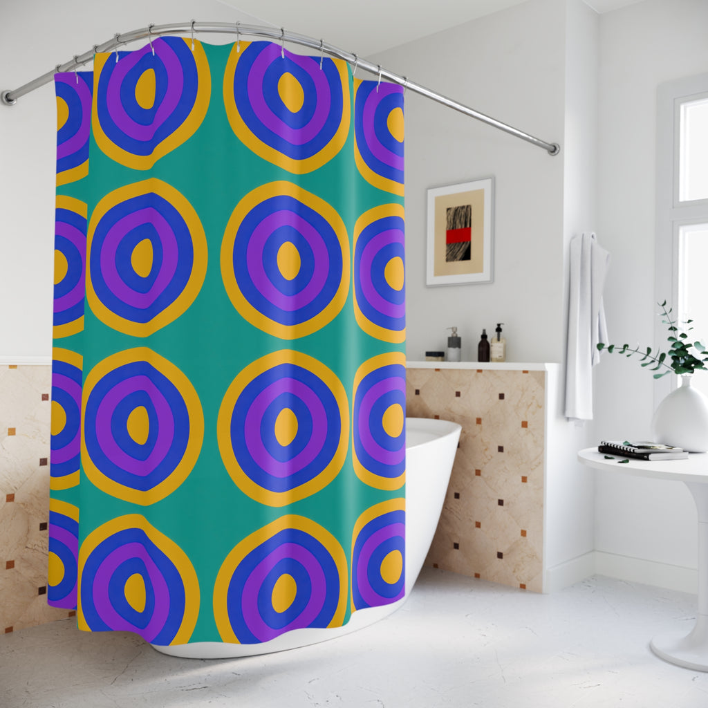 Mega Ring Grid Shower Curtain – Peacock Jewel