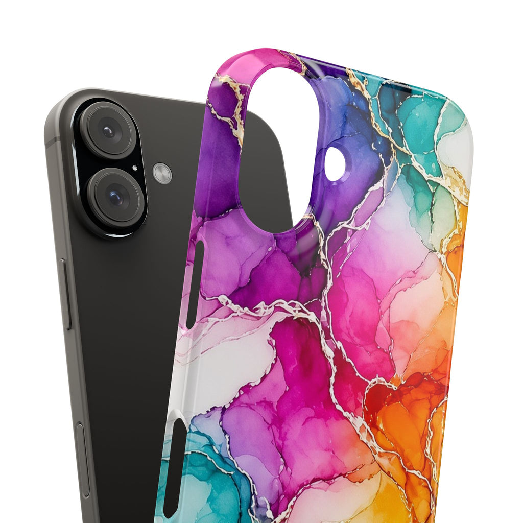 Rainbow Alcohol Ink Bloom Slim Phone Case