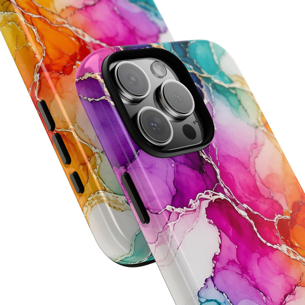 Rainbow Alcohol Ink Bloom Tough Phone Case
