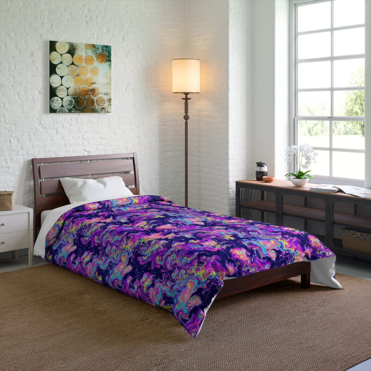 Opal Lava Marble Comforter – Holographic-Look Fluid Art Pattern