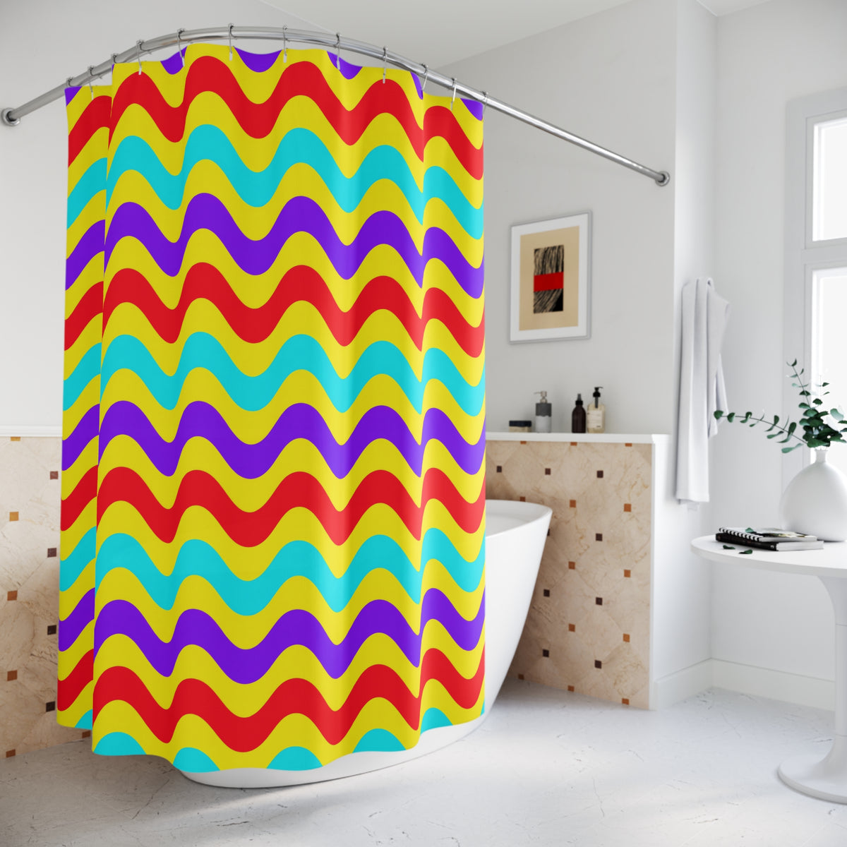 Big Ripple Chevrons Shower Curtain – Op-Art Chevron Pattern