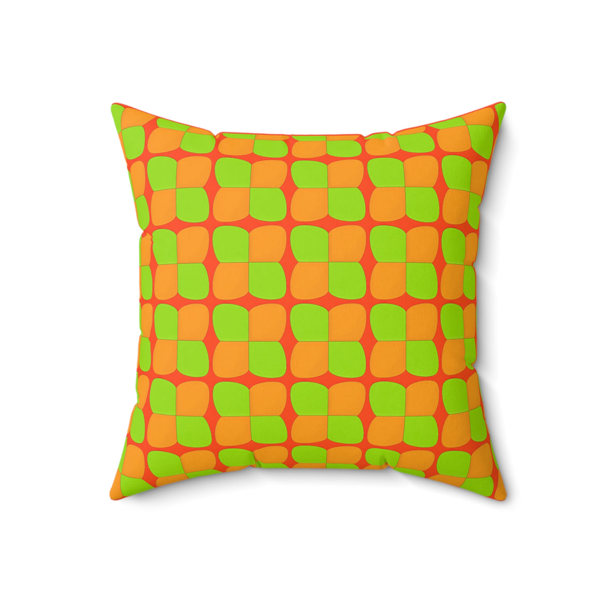 Bold Bulge Checker Faux Suede Cushion – Hot Citrus