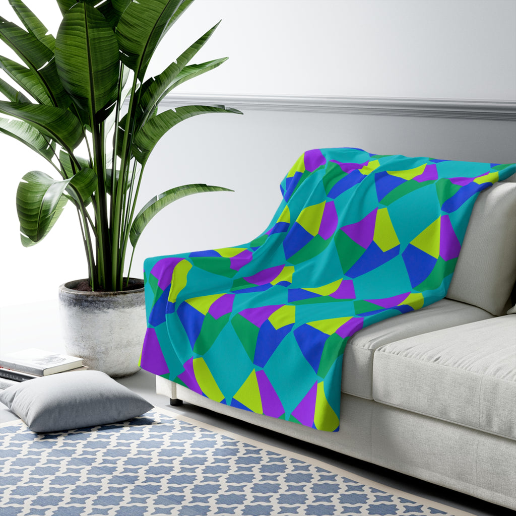 Grand Fractured Rhombus Sherpa Fleece Blanket – Peacock Jewel