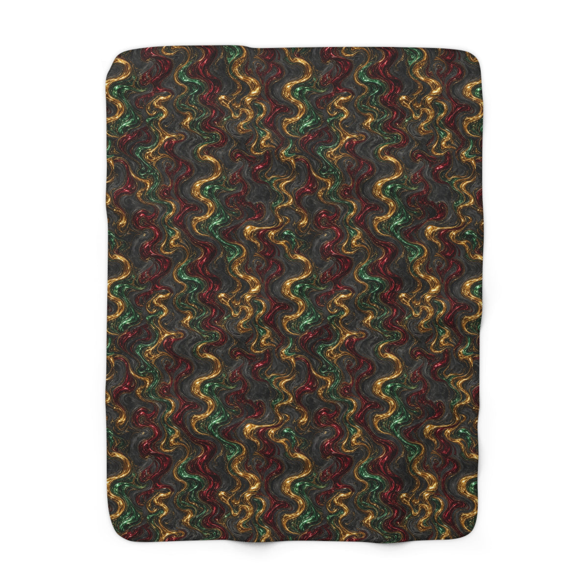 Jewel Metal Swirl Sherpa Fleece Blanket – Iridescent Fluid Pattern