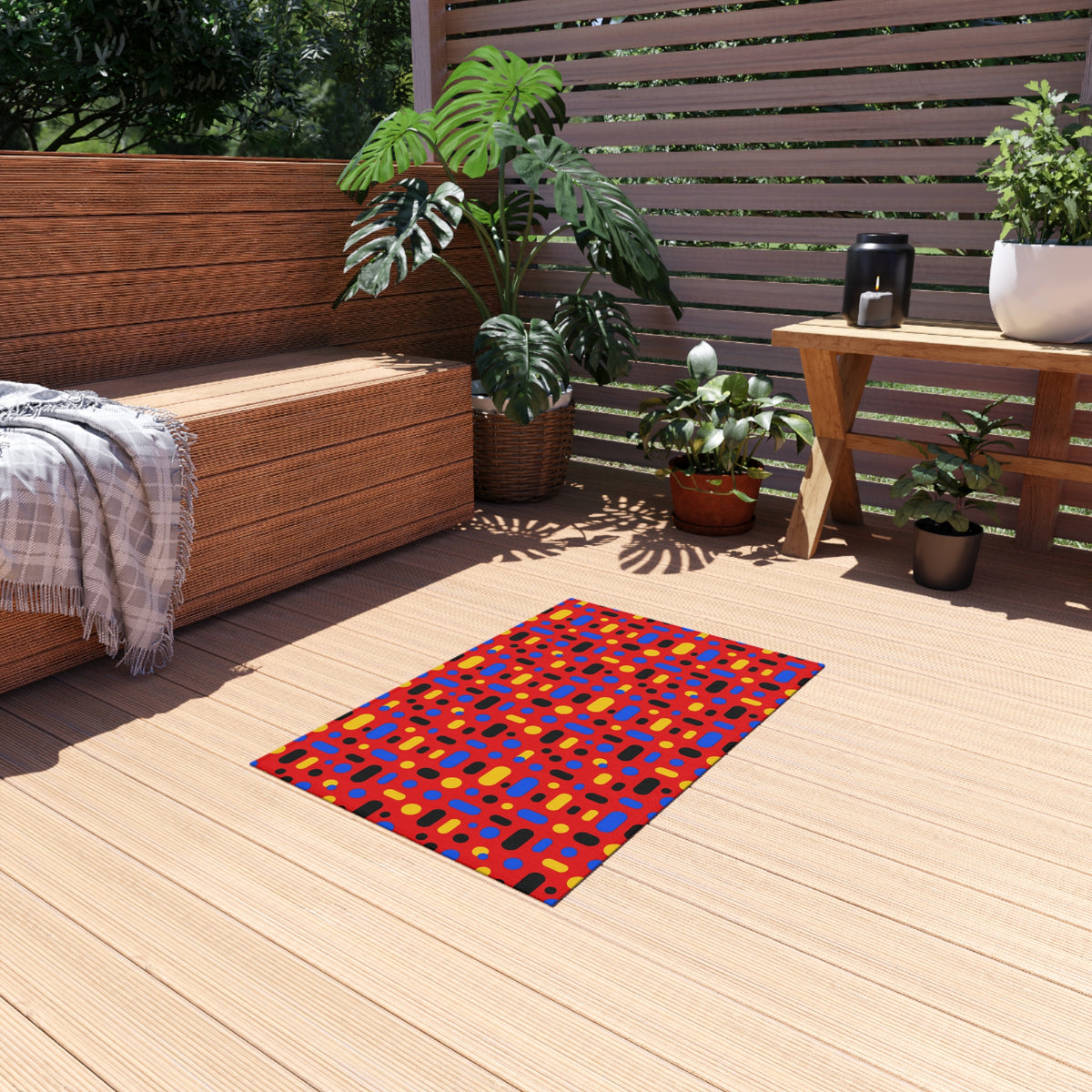 Confetti Dash Red Outdoor Rug – Pop Abstract Pattern