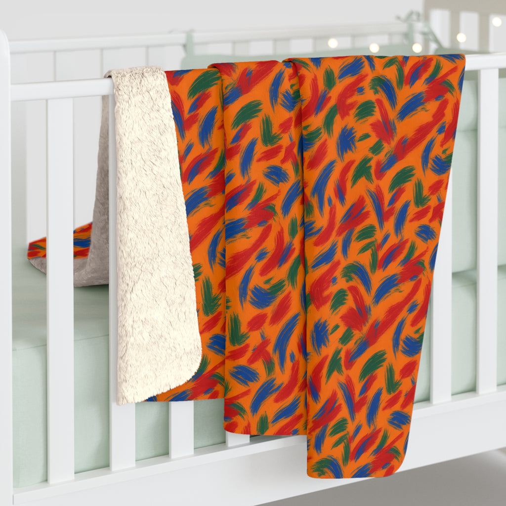 Layered Gesture Scribbles Sherpa Fleece Blanket – Gestural Abstract Pattern
