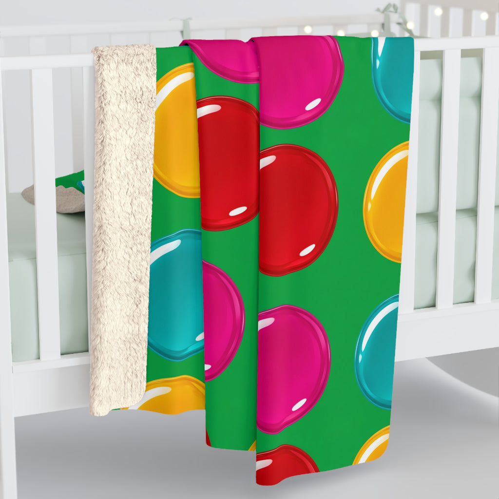 Giant Candy Glass Discs Sherpa Fleece Blanket – Glossy Candy Glass Pattern