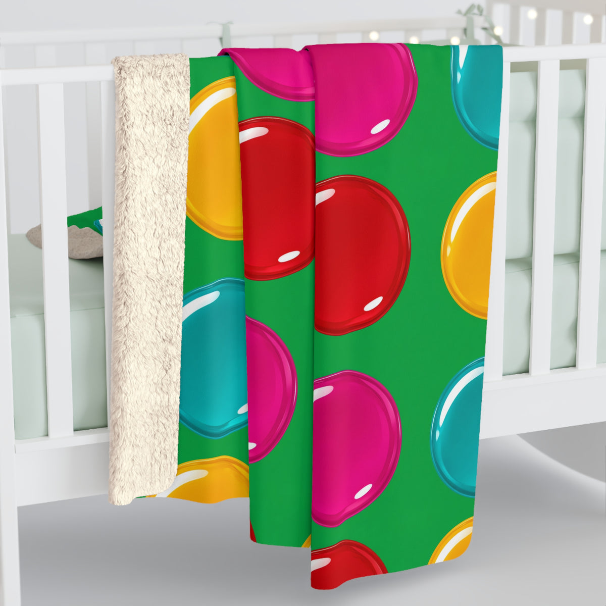 Giant Candy Glass Discs Sherpa Fleece Blanket – Glossy Candy Glass Pattern