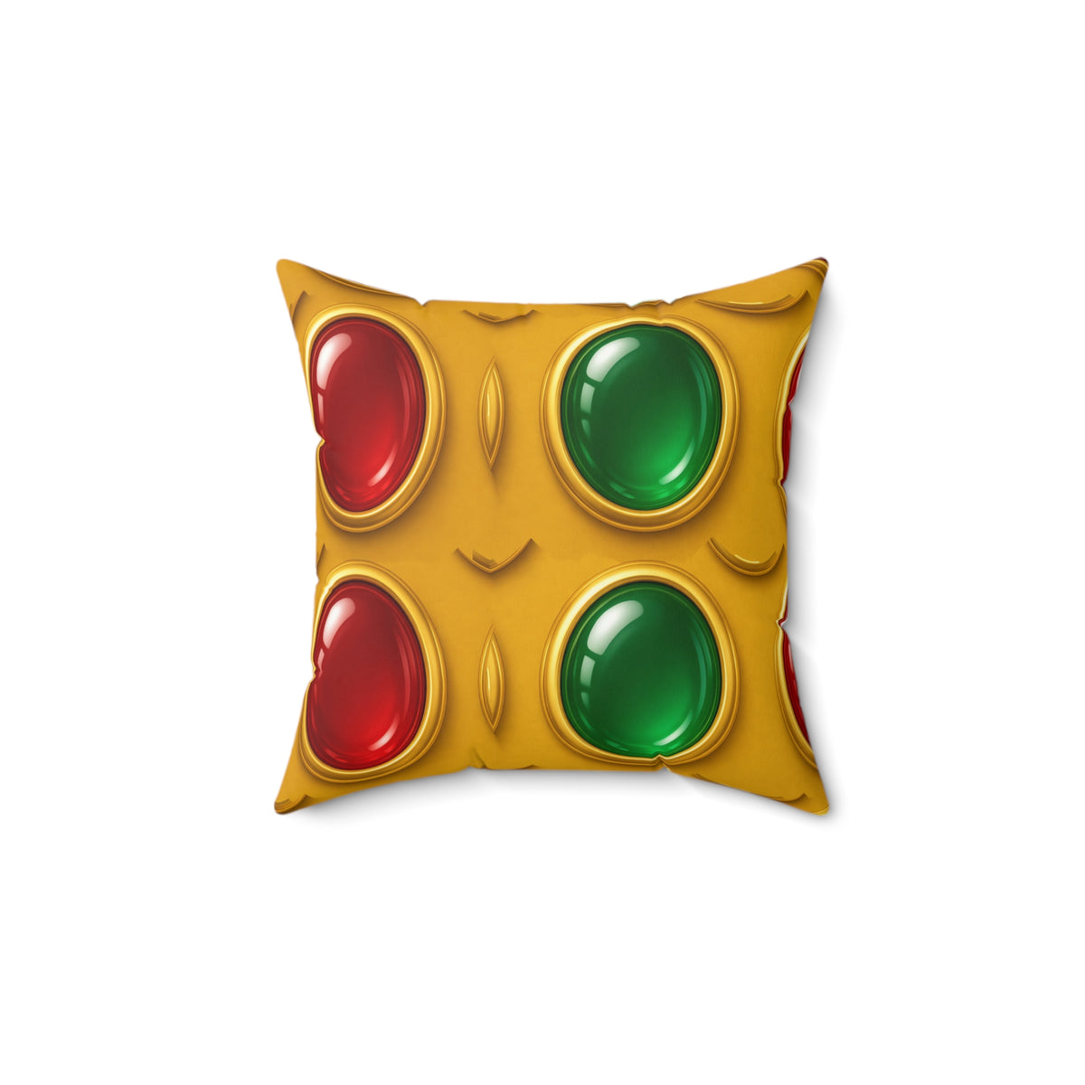 Grand Gold Cabochon Frames II Faux Suede Cushion – Cabochon Geometric Pattern