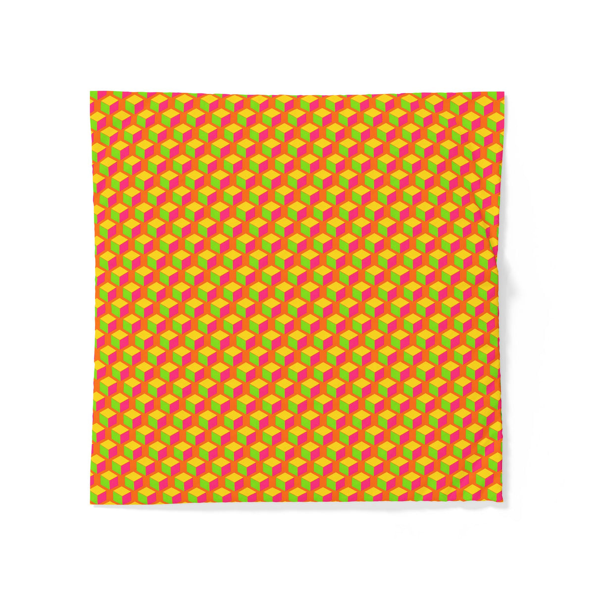 Giant Faceted Cubes II Cotton Duvet Cover – Hot Citrus Festive