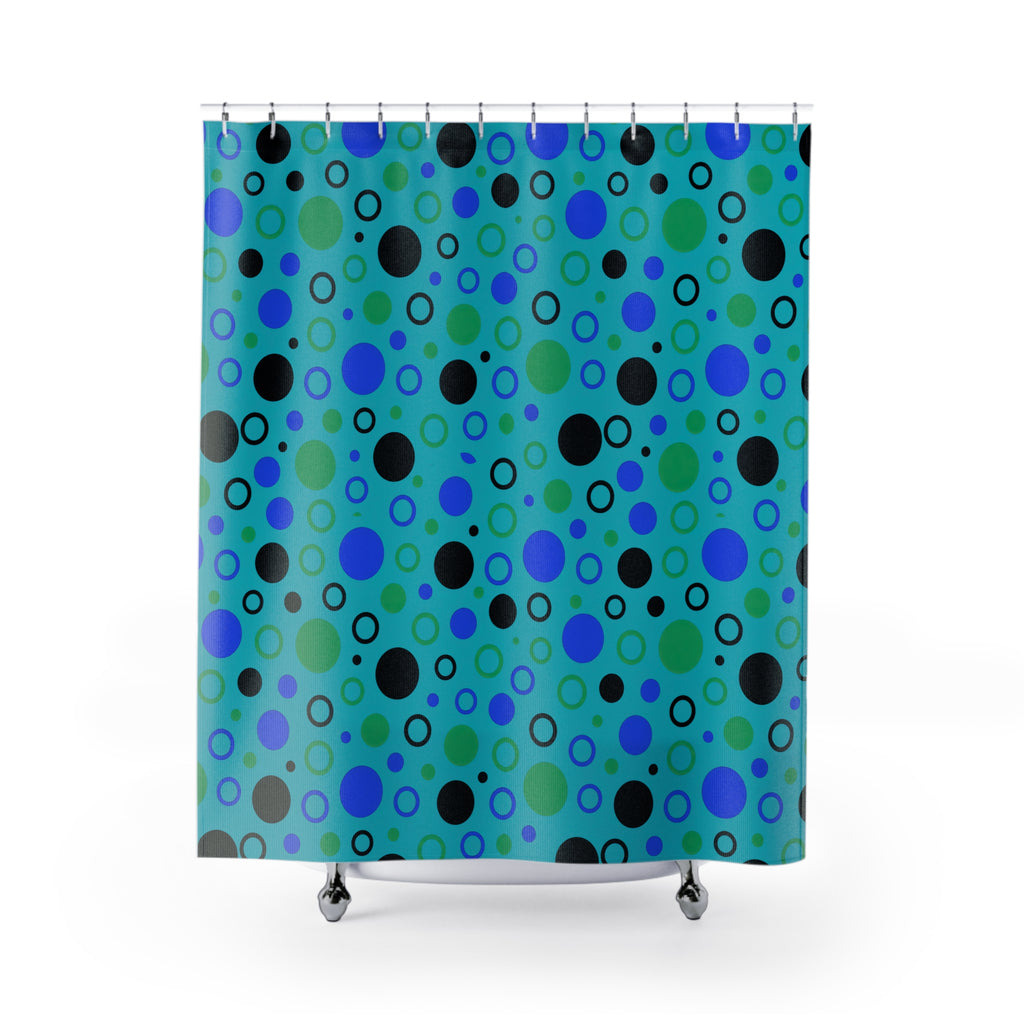 Bubble Outlines Shower Curtain – Peacock Jewel