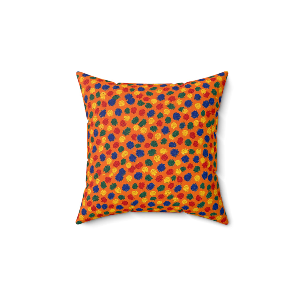 Stippled Dabs Faux Suede Cushion – Expressionist Brushstroke Abstract Pattern
