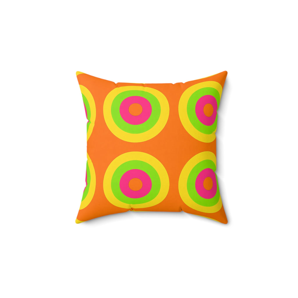 Giant Op-Art Jewel Rings Faux Suede Cushion – Hot Citrus Festive