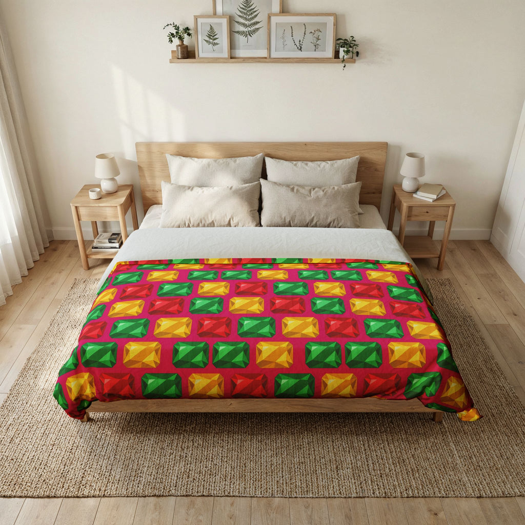 Big Stacked Gem Bars Cotton Duvet Cover – Geometric Blocks Pattern