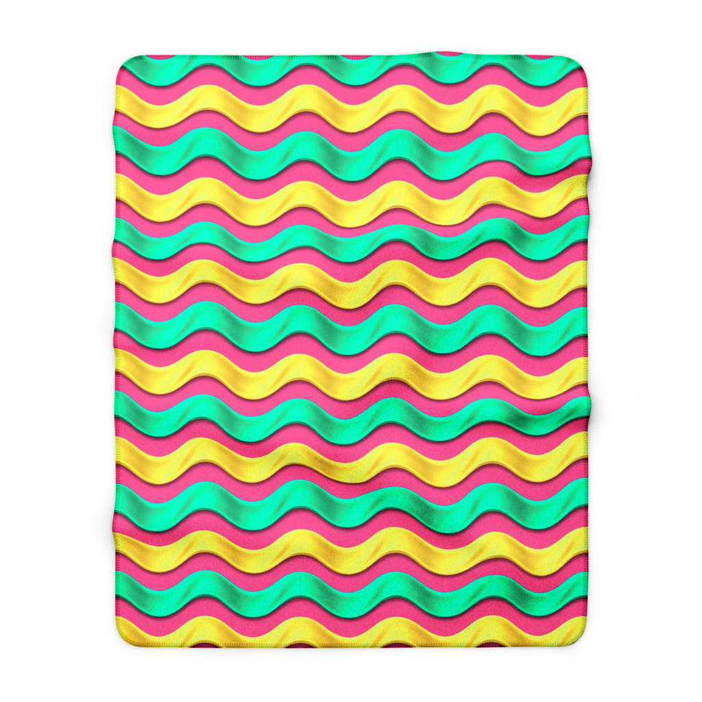 Satin Wave Bands Sherpa Fleece Blanket – Candy Christmas