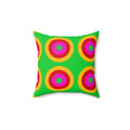 Giant Op-Art Jewel Rings Faux Suede Cushion – Op-Art Concentric Circles Pattern