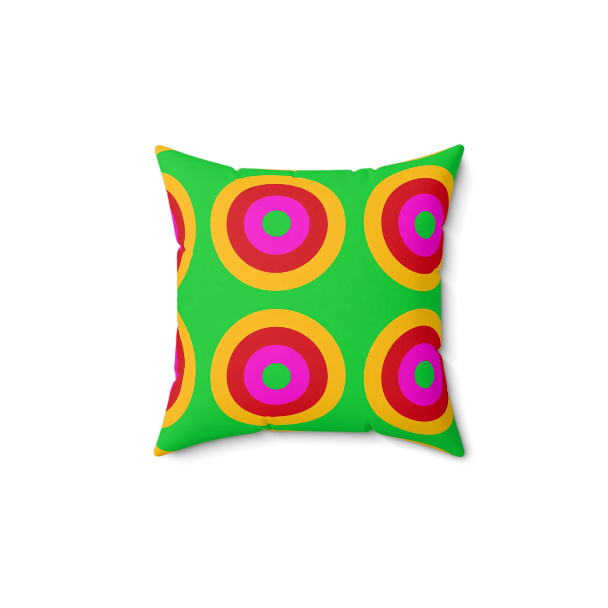 Giant Op-Art Jewel Rings Faux Suede Cushion – Op-Art Concentric Circles Pattern
