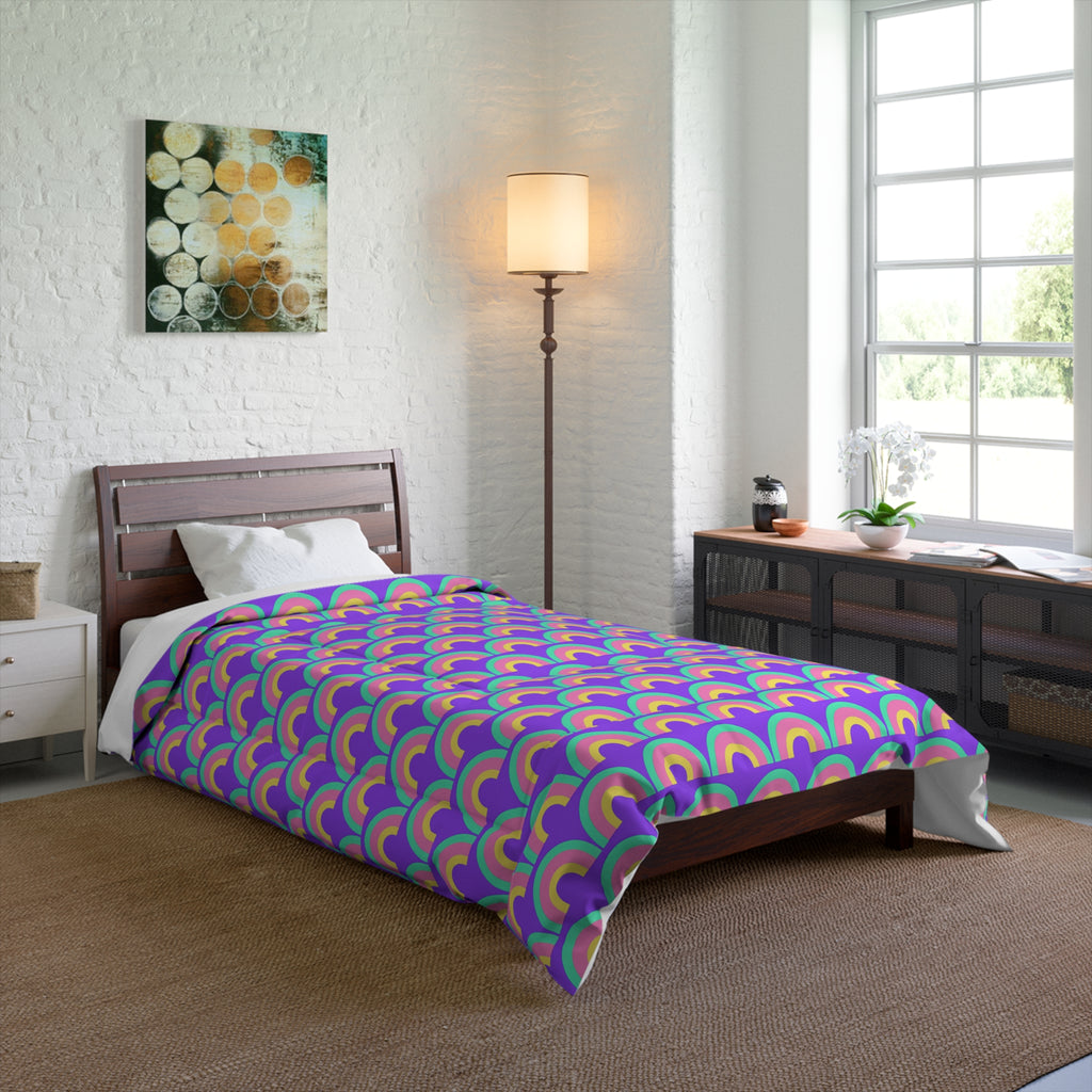 Chromatic Scallop Ripple Comforter – Candy Pastel on Grape