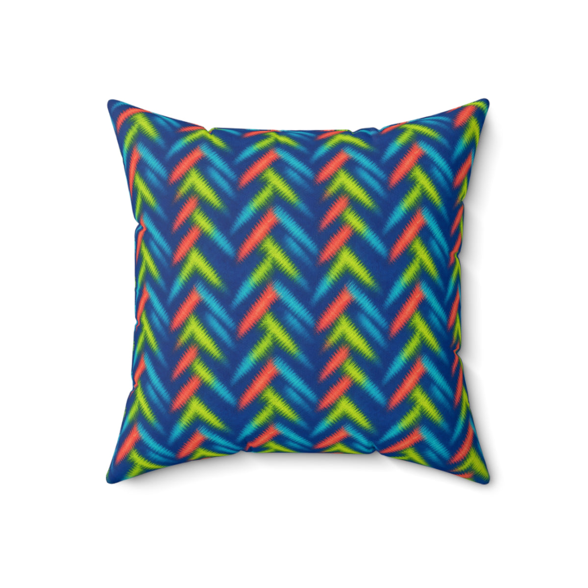 Neon Zigzag Fold Faux Suede Cushion – Tie-Dye Pattern