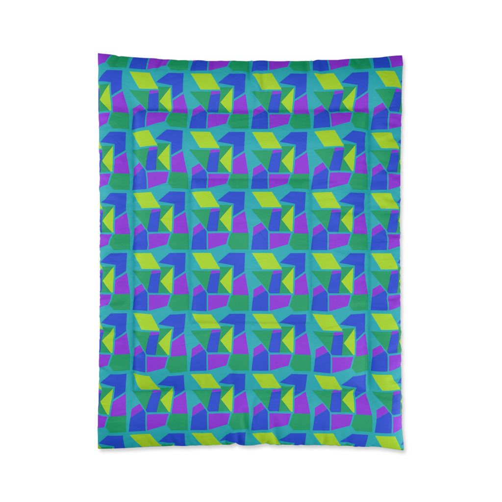 Cubist Block Quilt Comforter – Peacock Jewel