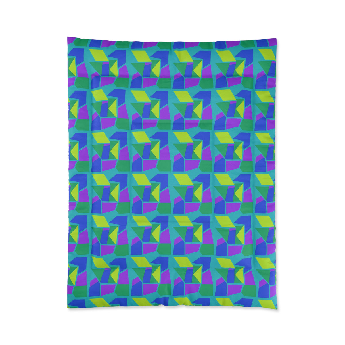 Cubist Block Quilt Comforter – Peacock Jewel