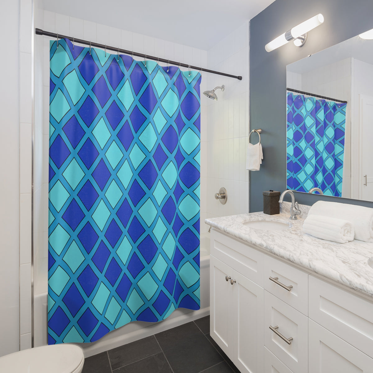 Harlequin Gold Grid Shower Curtain – Ice Jewel
