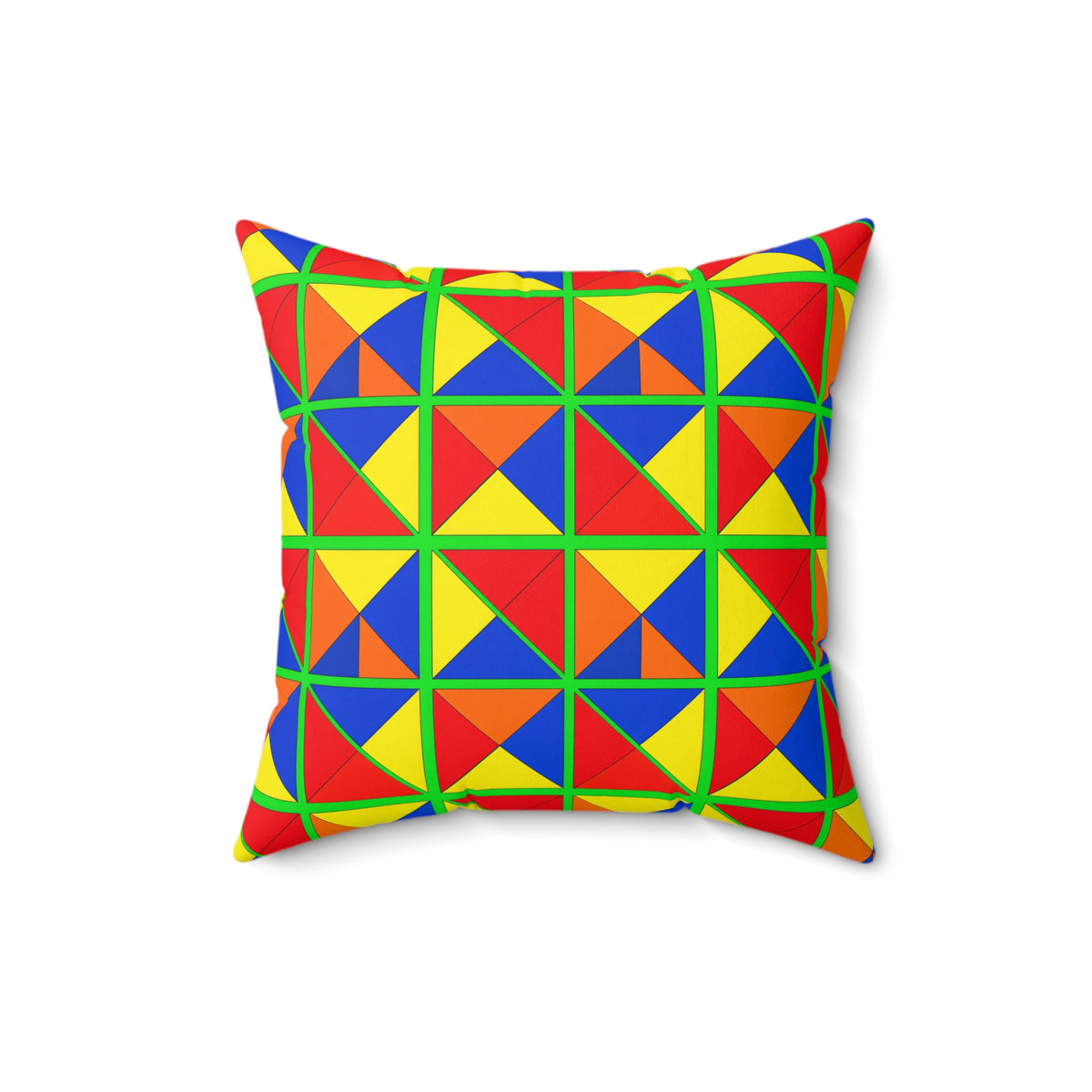 Split Square Fiesta Faux Suede Cushion – Cubist Geometric Pattern