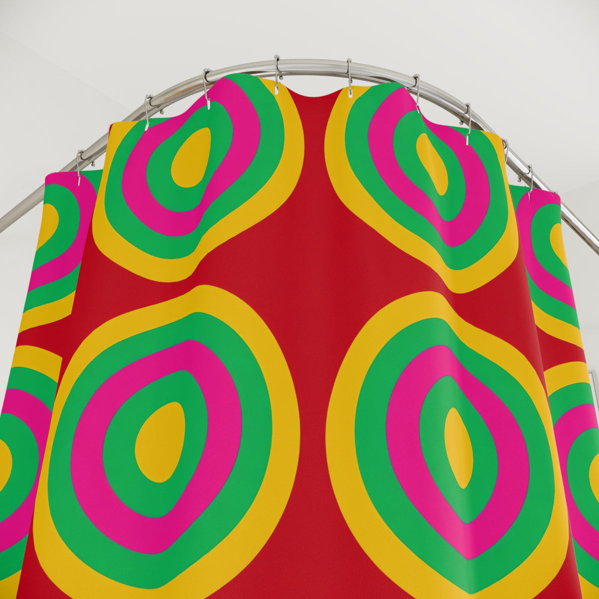 Mega Ring Grid Shower Curtain – Abstract Circles Pattern