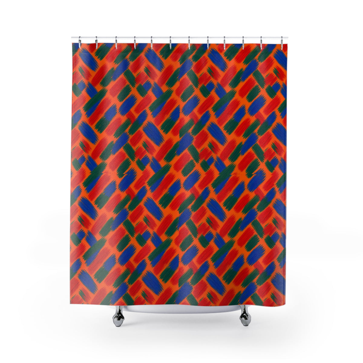 Flat Brush Bands Shower Curtain – Gestural Abstract Pattern