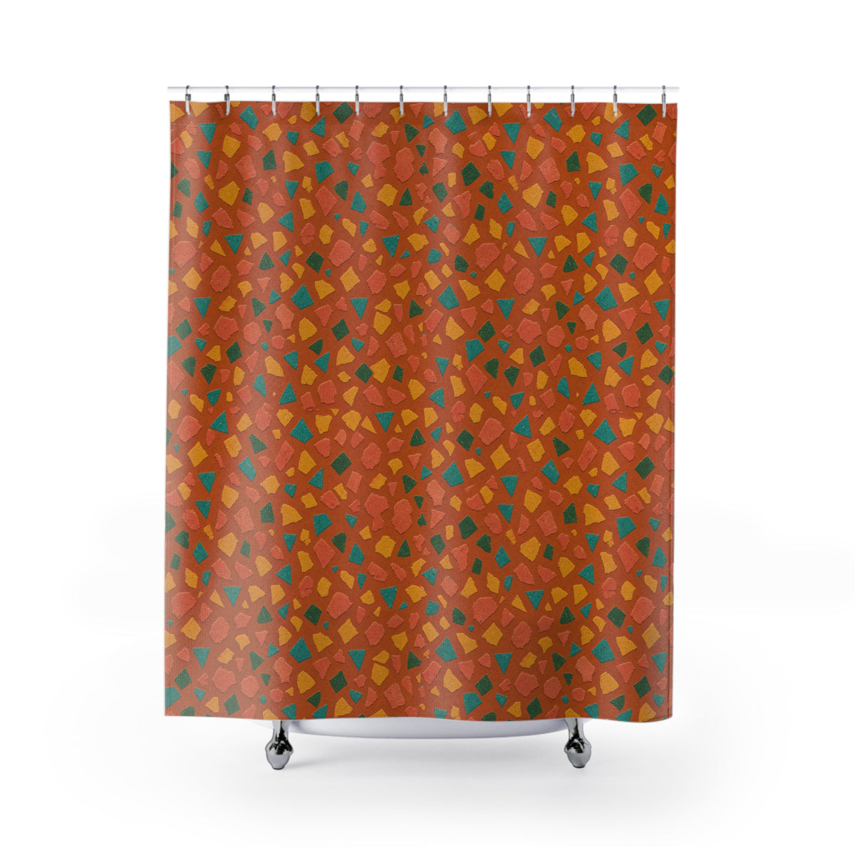 Angular Shard Scatter Shower Curtain – Terrazzo Pattern