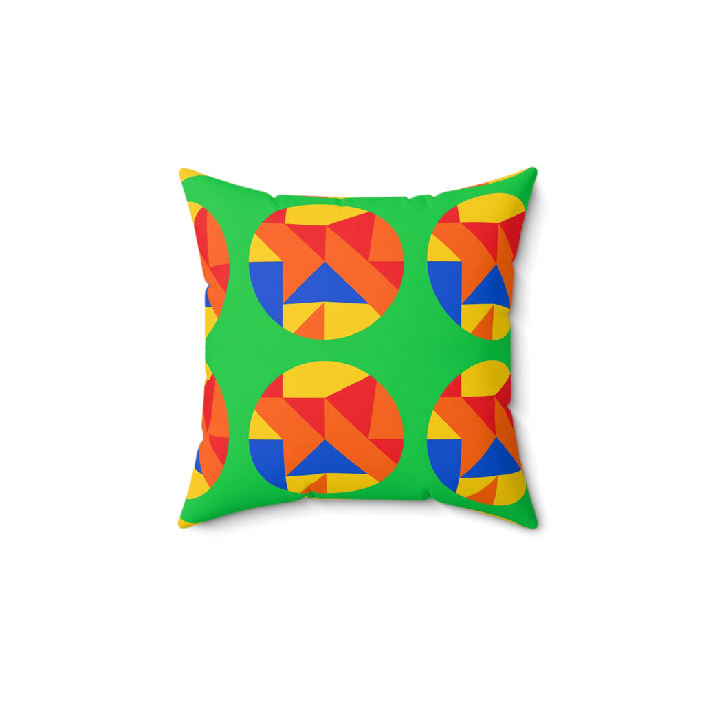 Broken Circle Planes Faux Suede Cushion – Cubist Abstract Pattern
