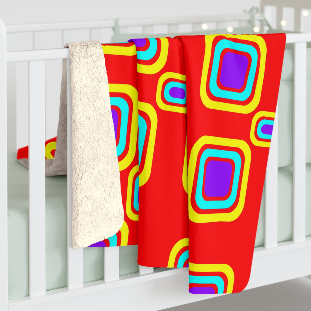 Big Ripple Squares Sherpa Fleece Blanket – Op-Art Concentric Squares Pattern