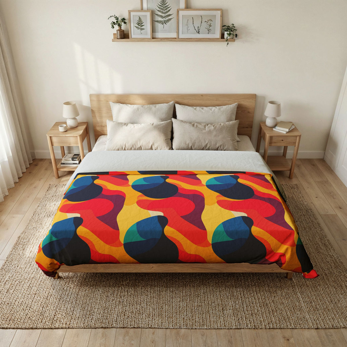 Bold Blob Camo Cotton Duvet Cover – Abstract Shapes Pattern