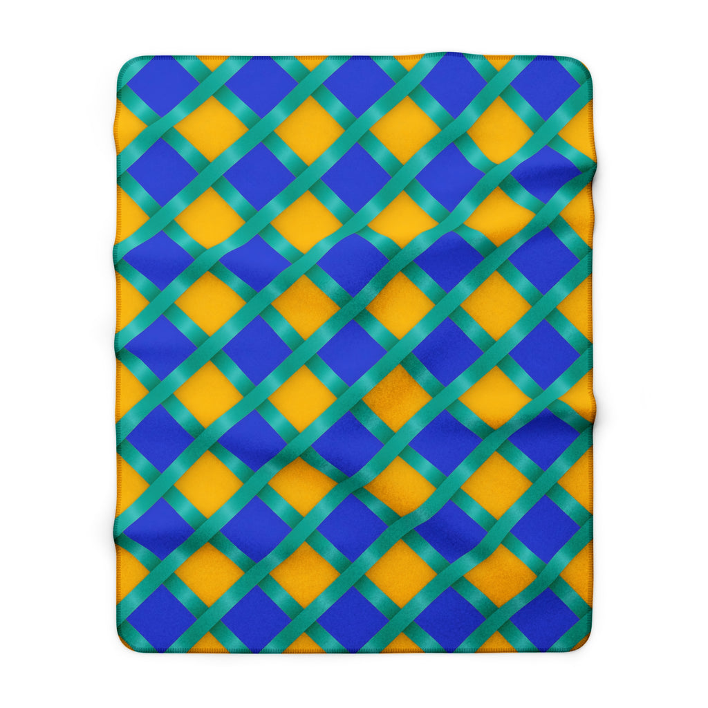 Broad Gold Diamond Trellis Sherpa Fleece Blanket – Peacock Jewel
