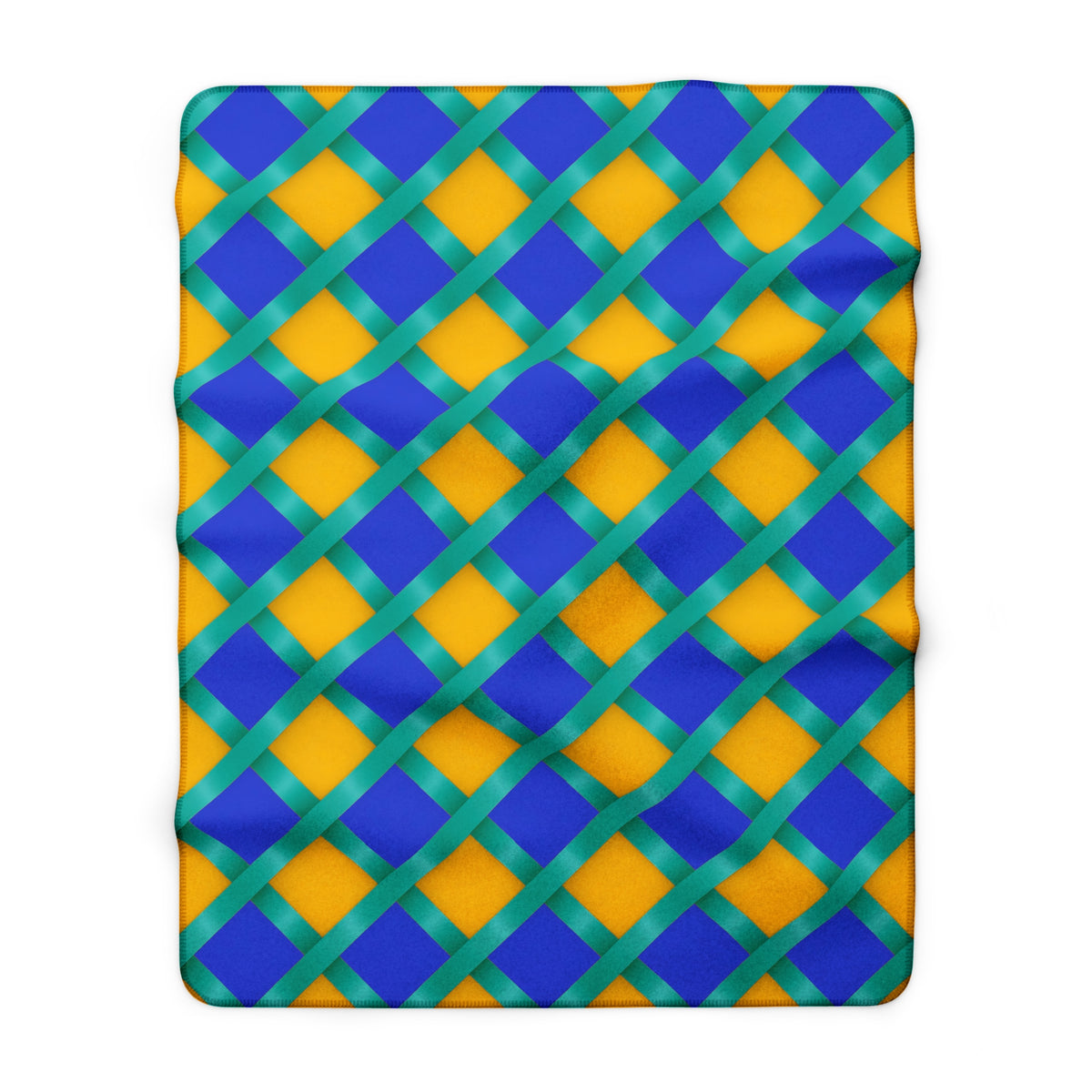 Broad Gold Diamond Trellis Sherpa Fleece Blanket – Peacock Jewel