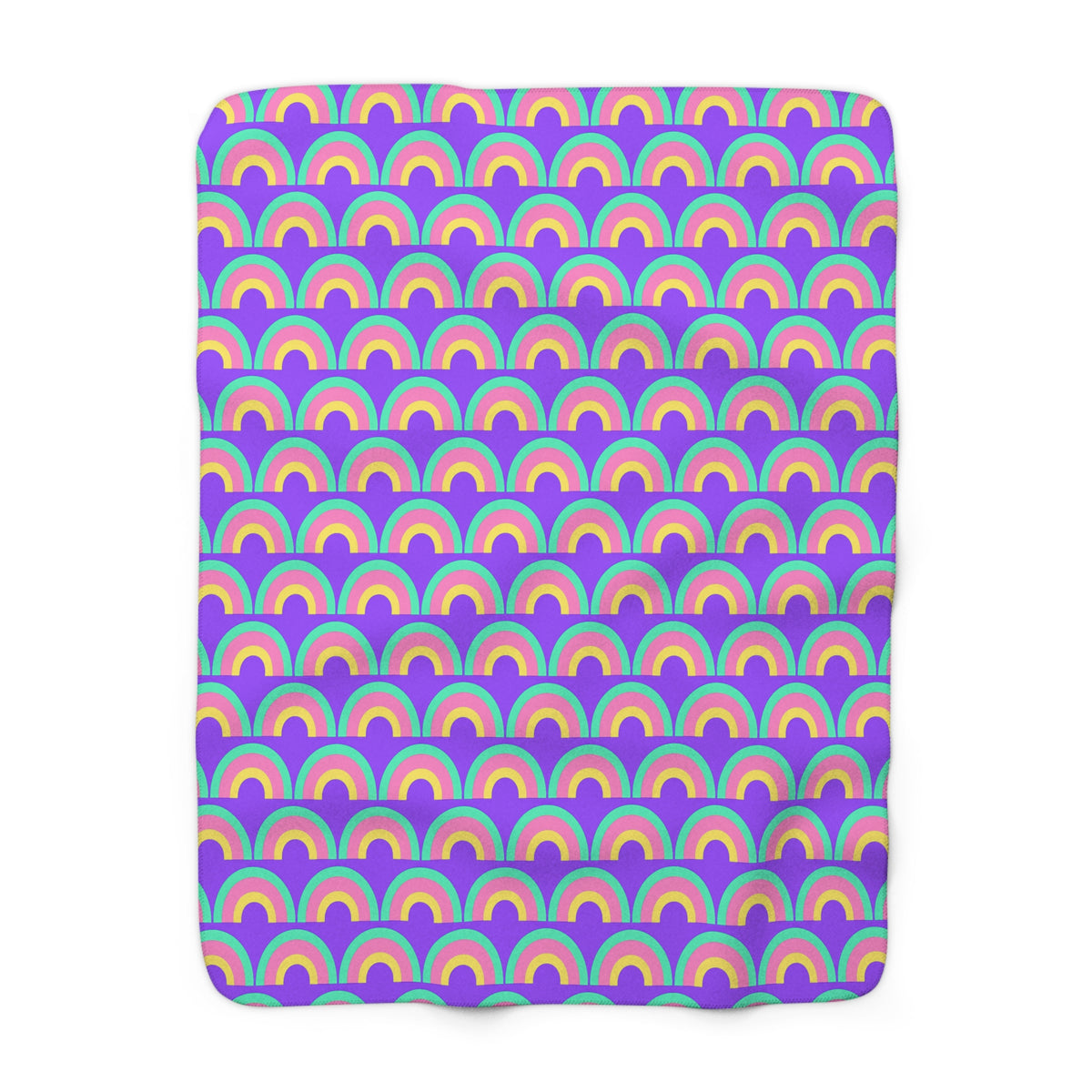 Chromatic Scallop Ripple Sherpa Fleece Blanket – Candy Pastel on Grape