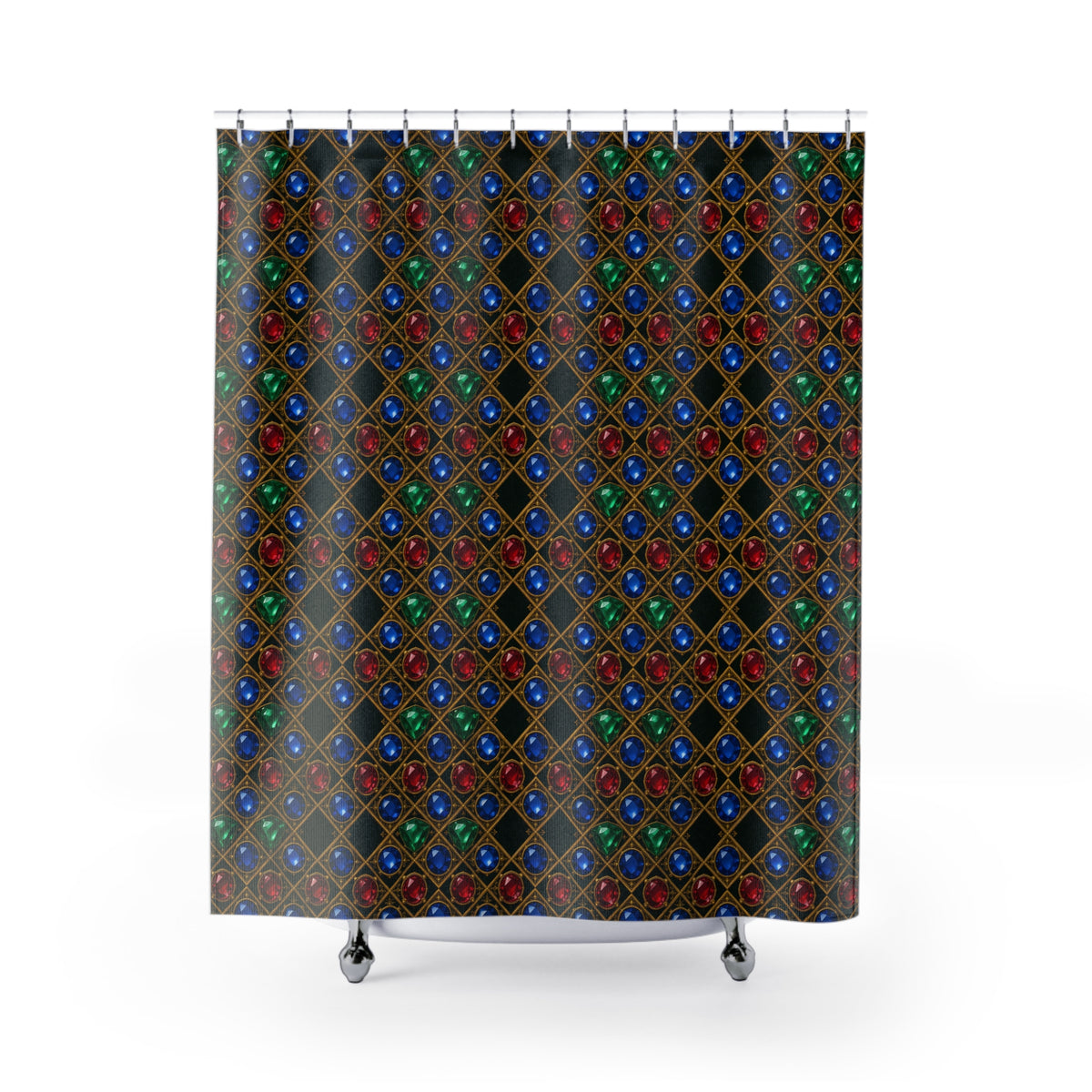 Gold Filigree Cabochons Shower Curtain – Geometric Pattern
