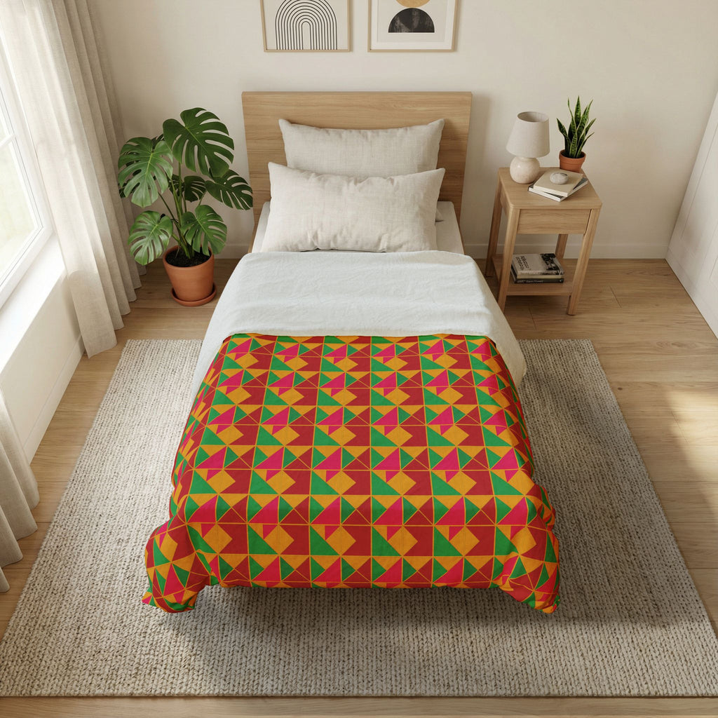 Jewel Block Quilt Cotton Duvet Cover – Geometric Blocks Pattern