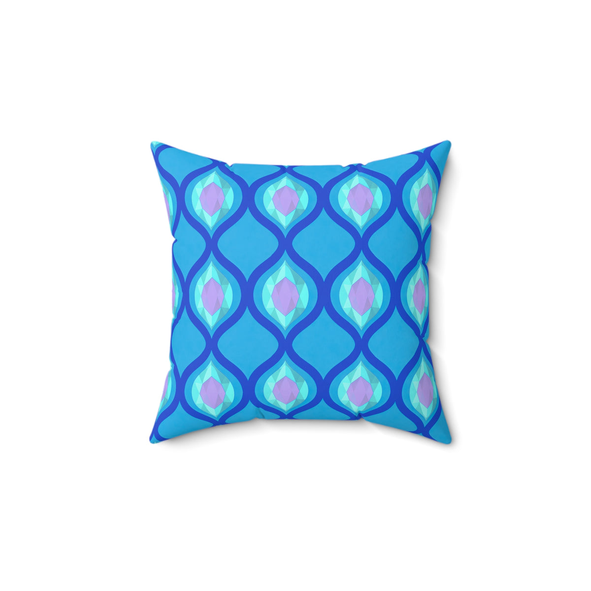 Grand Ogee Lattice II Faux Suede Cushion – Ice Jewel
