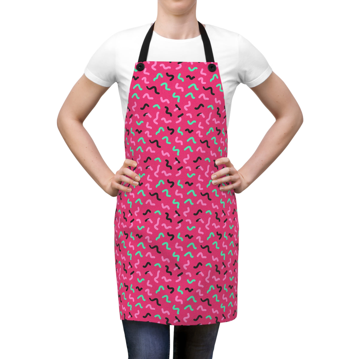 Squiggle Strokes Apron – Candy Pop on Raspberry